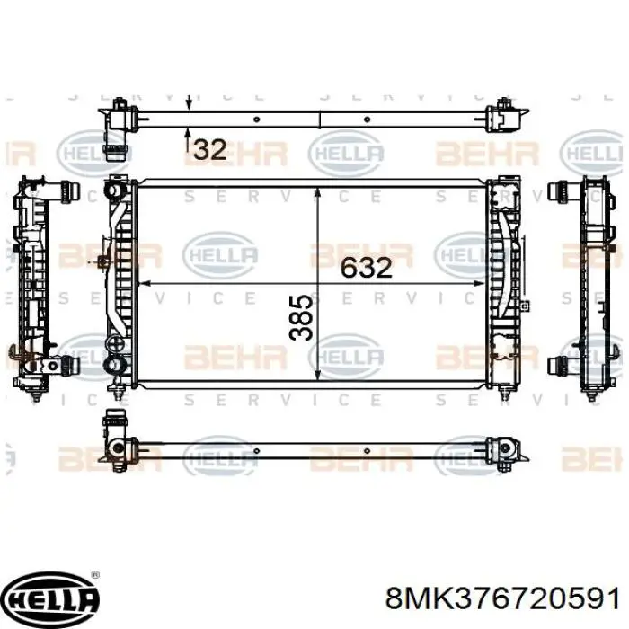 Радіатор охолодження двигуна 8MK376720591 HELLA