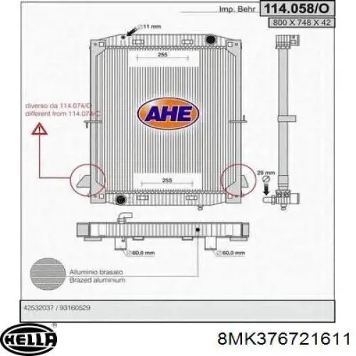 8MK376721611 HELLA Радіатор охолодження двигуна