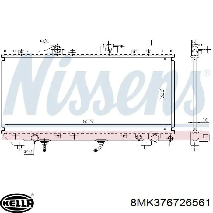 Радіатор охолодження двигуна 8MK376726561 HELLA