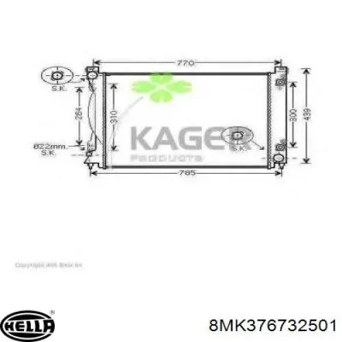 Радіатор охолодження двигуна 8MK376732501 HELLA