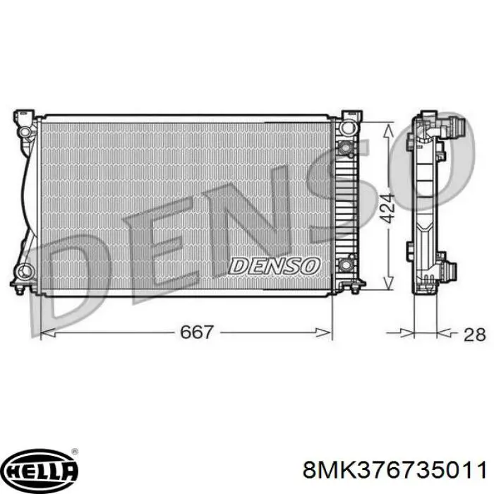 Радіатор охолодження двигуна 8MK376735011 HELLA