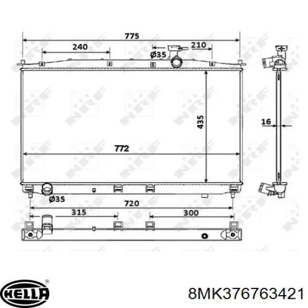 Радіатор охолодження двигуна 8MK376763421 HELLA