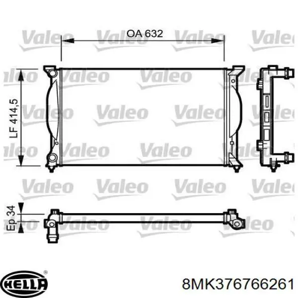 Купити 8MK376766261 HELLA Радіатор двигуна