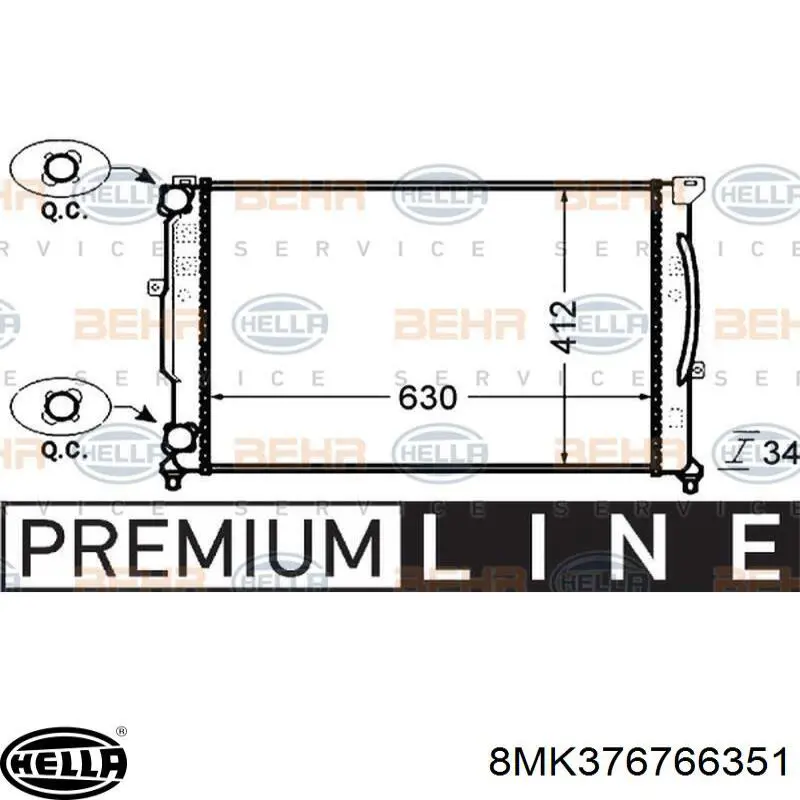 Радіатор охолодження двигуна 8MK376766351 HELLA