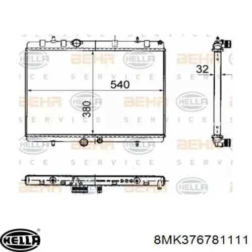 8MK376781111 HELLA Радіатор охолодження двигуна