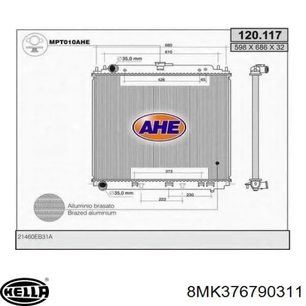 Радіатор основний VALEO 701610 ціна, від 105.15 USD