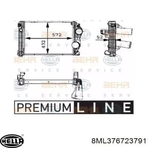 Купити 8ML376723791 HELLA Радіатор интеркуллера