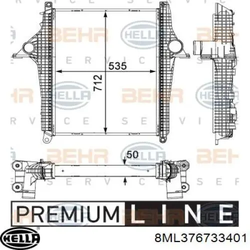 Купити 8ML376733401 HELLA Радіатор интеркуллера