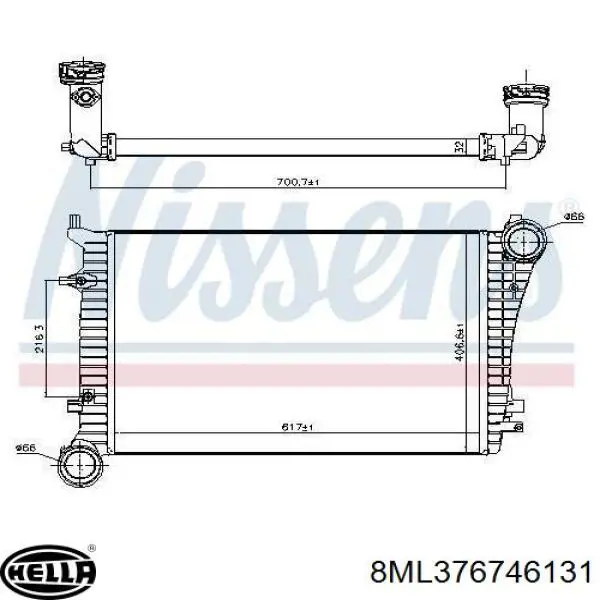 Система охолодження наддувочного повітря HELLA 8ML376746131 ціна, від 63.34 USD