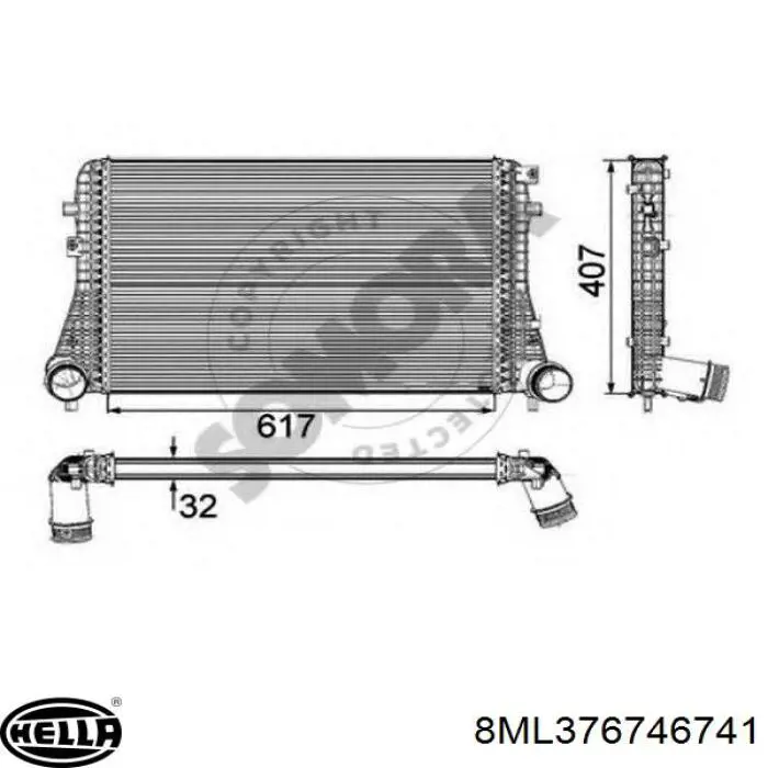 Радіатор интеркуллера 8ML376746741 HELLA