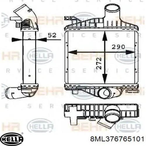 Купити 8ML376765101 HELLA Радіатор интеркуллера