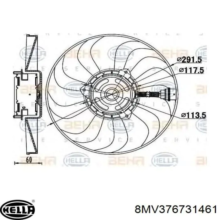8MV376731461 HELLA Вентилятор / крильчатка радіатора охолодження
