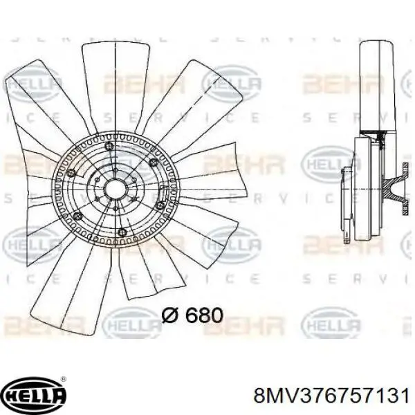 В'язкова муфта вентилятора HELLA 8MV376757131 ціна, від 398.31 USD