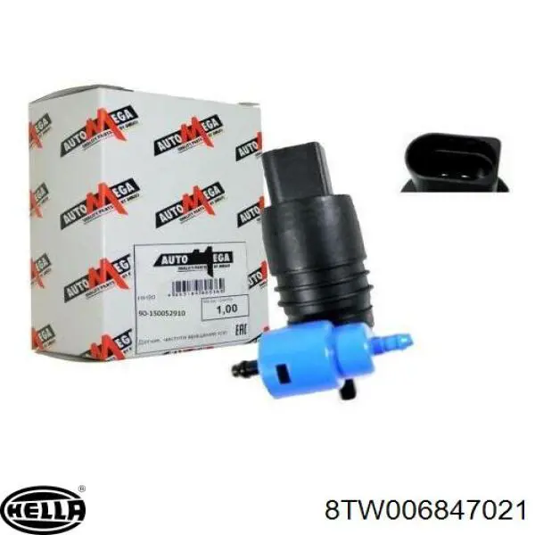 Насос-двигун омивача скла, перед/зад 8TW006847021 HELLA