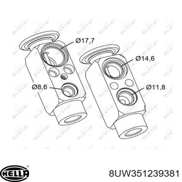 Клапан TRV, кондиціонера 8UW351239381 HELLA