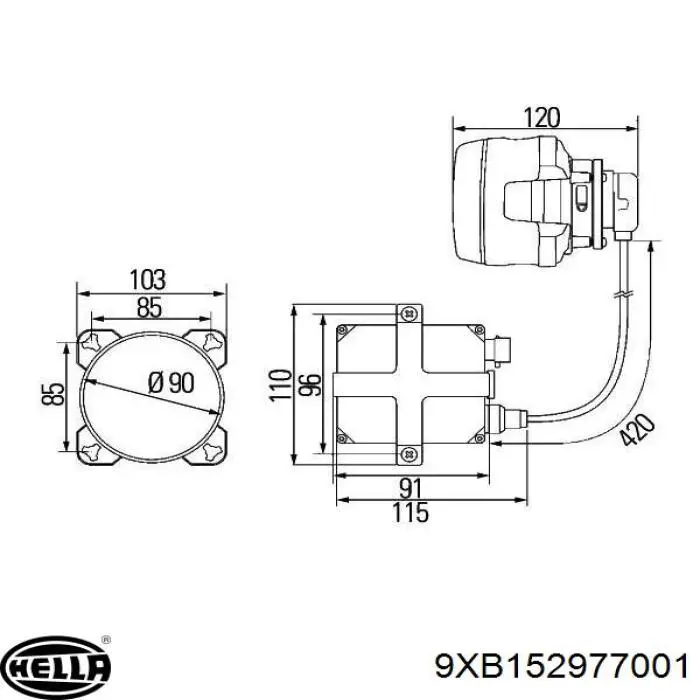 9XB152977001 HELLA Двигун корректора фари