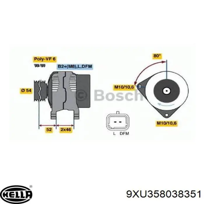 Шків генератора 9XU358038351 HELLA