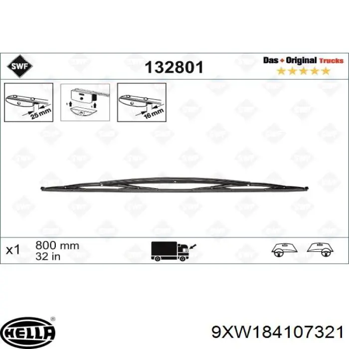 Щітка-двірник лобового скла, водійська 0008207145 Mercedes