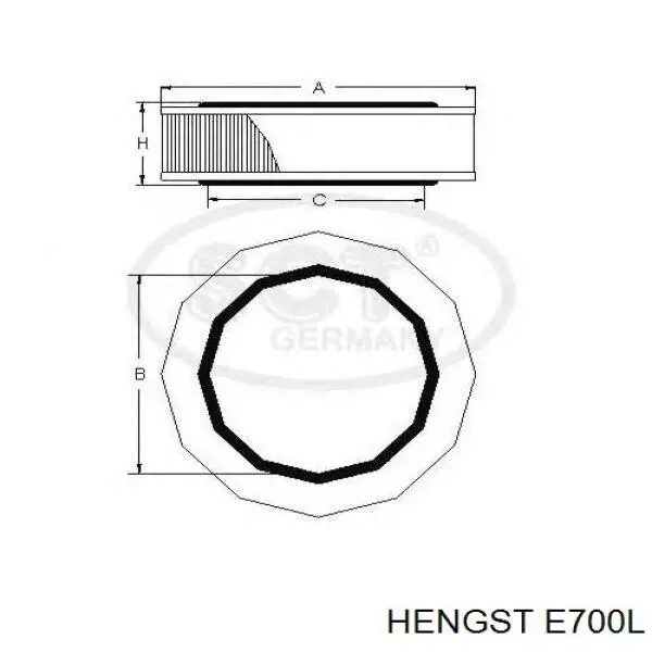 Повітряний фільтр E700L Hengst