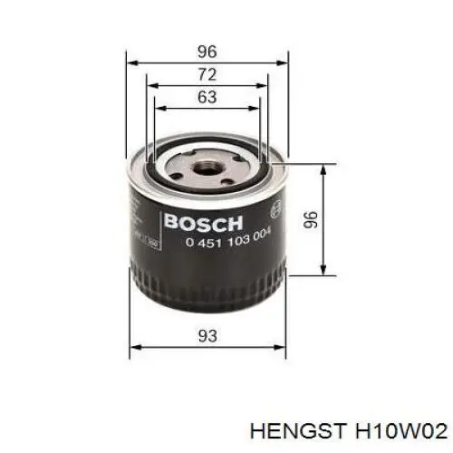 Масляний фільтр H10W02 Hengst