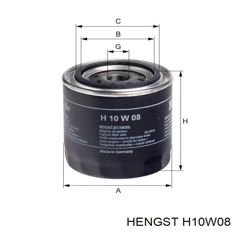 H10W08 Hengst фільтр масляний