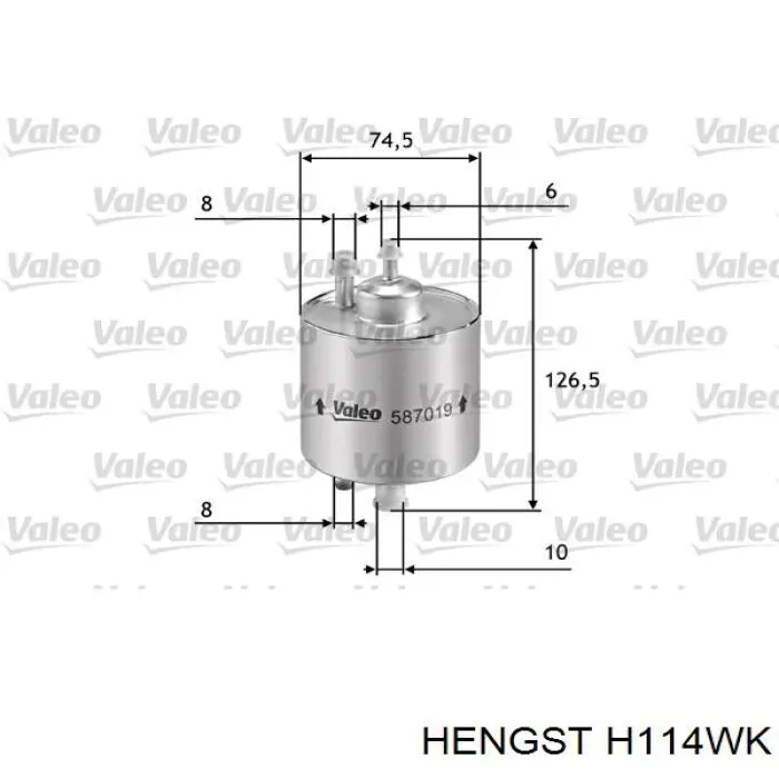 Паливний фільтр H114WK Hengst