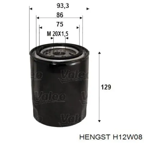 Масляний фільтр H12W08 Hengst
