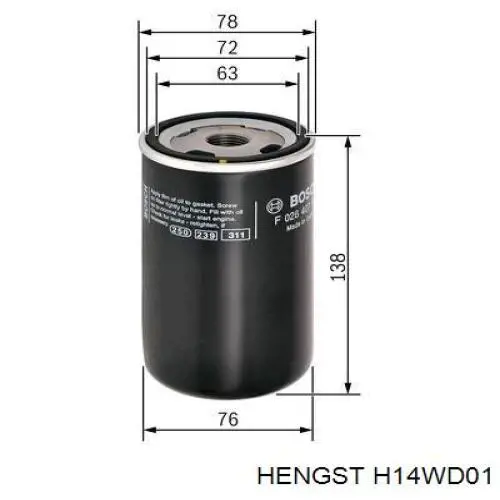 Фільтр гідравлічної системи Hengst H14WD01