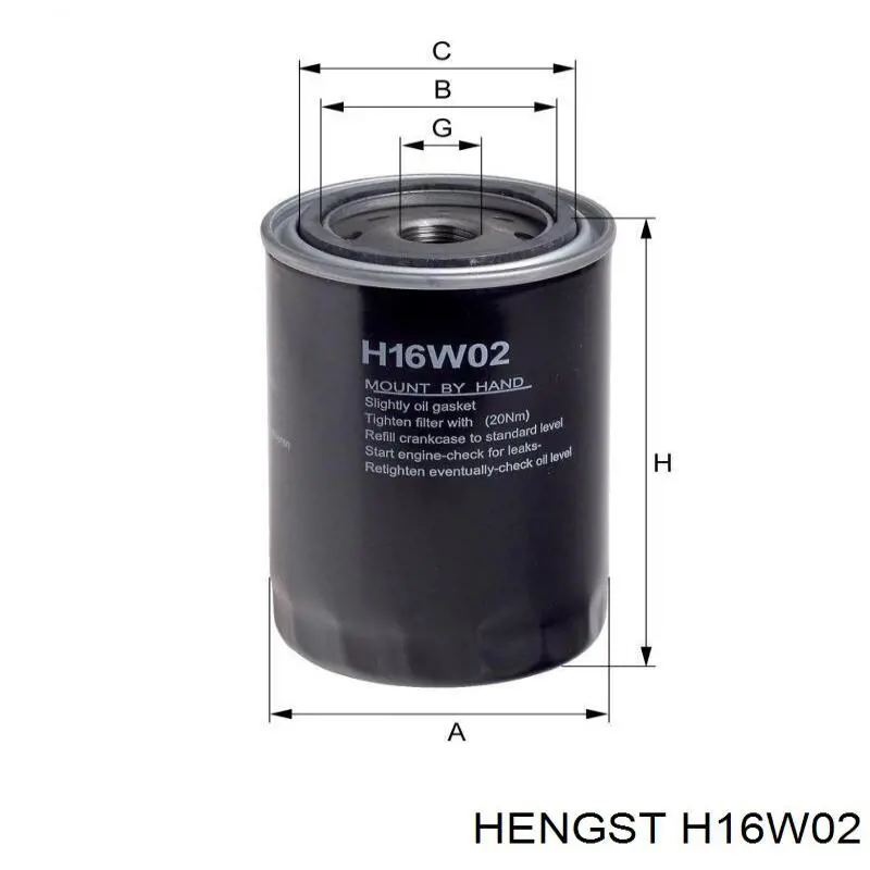 H16W02 Hengst фільтр масляний