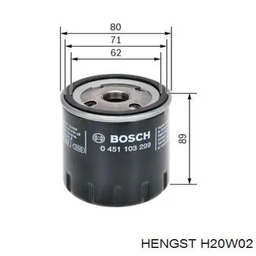 Масляний фільтр H20W02 Hengst