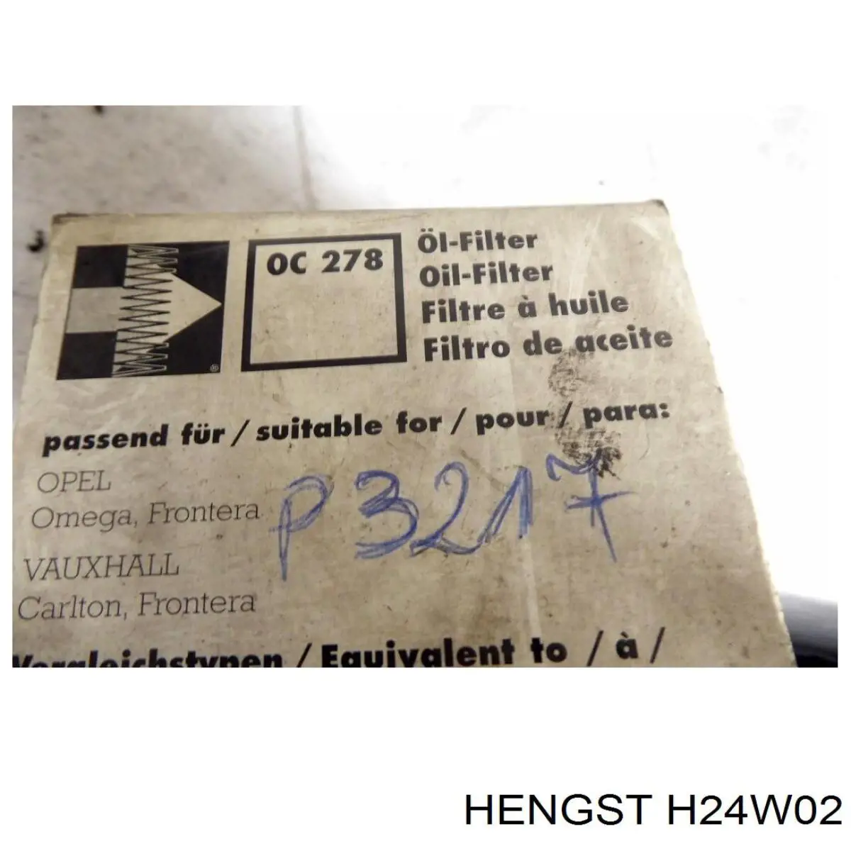H24W02 Hengst фільтр масляний