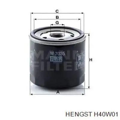 Масляний фільтр H40W01 Hengst