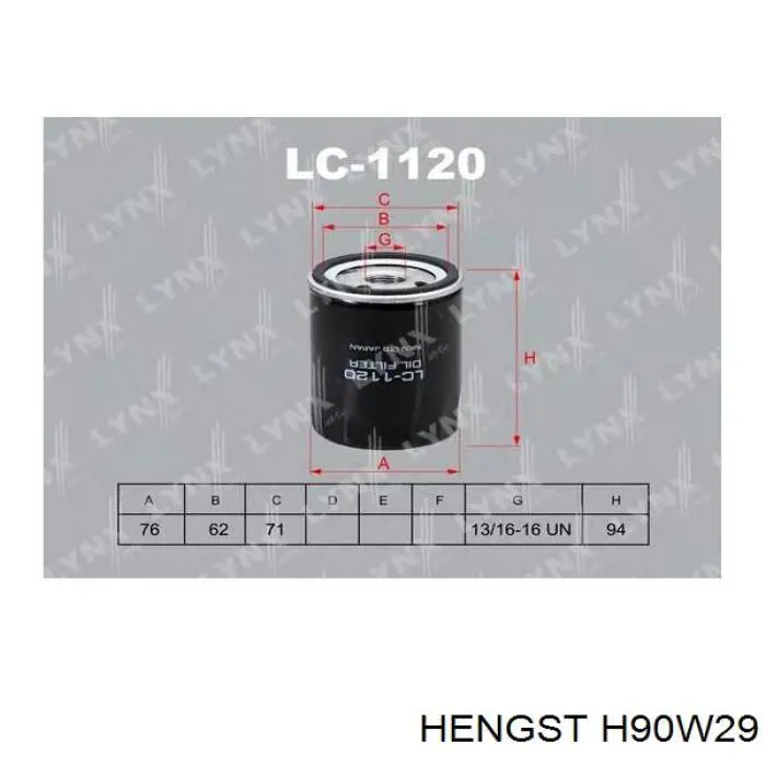 Масляний фільтр H90W29 Hengst