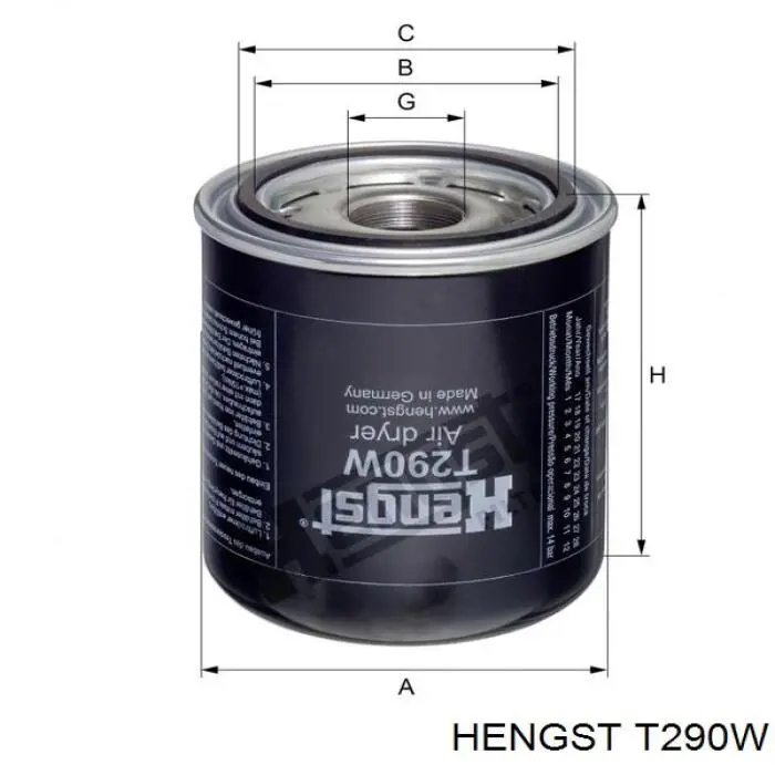 T290W Hengst фільтр осушувача повітря (вологомастиловідділювача (TRUCK))