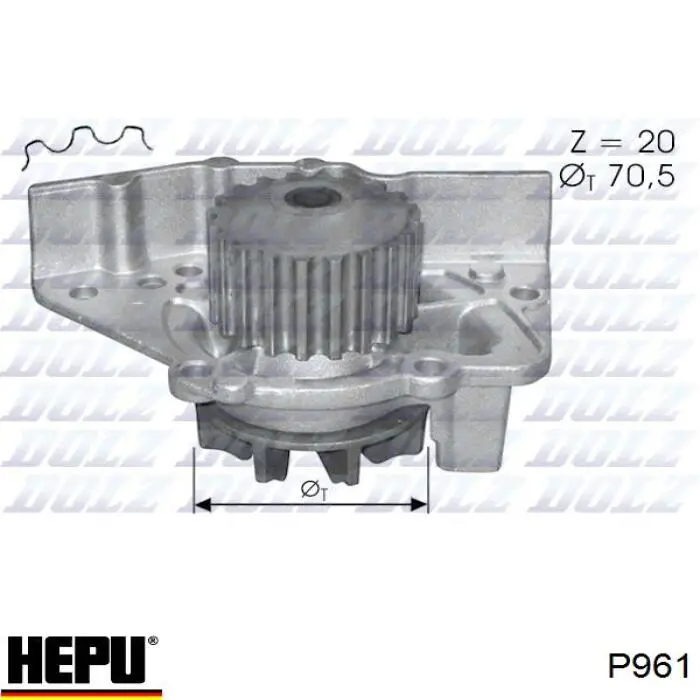 Купити P961 Hepu Насос охолоджуючої рідини