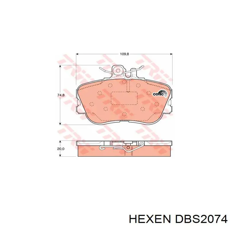 Колодки гальмівні передні, дискові DBS2074 Hexen