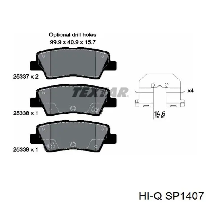 Задні гальмівні колодки Hi-q SP1407 ціна, від 16.47 USD