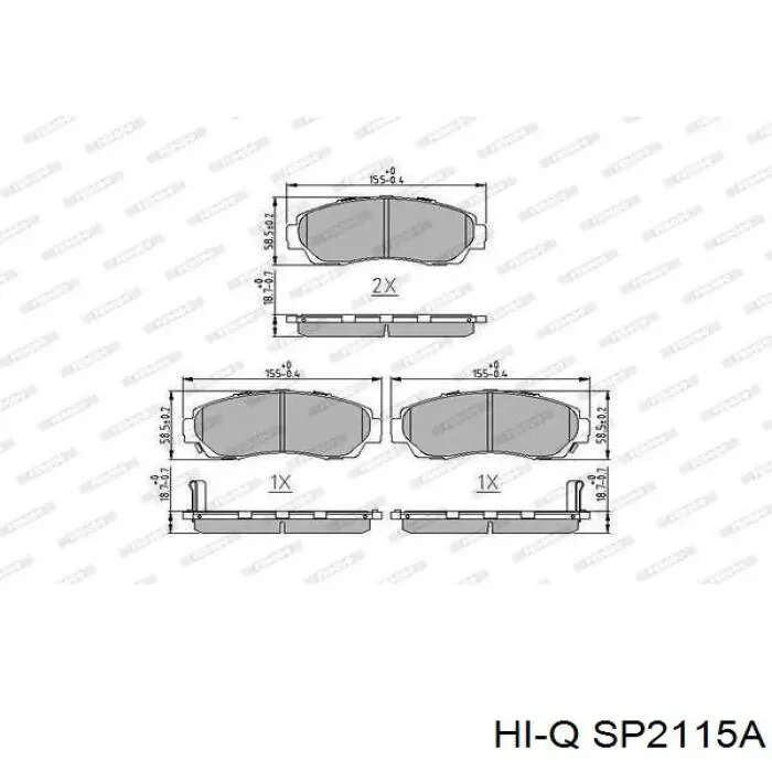 Колодки гальмівні передні, дискові SP2115A Hi-q