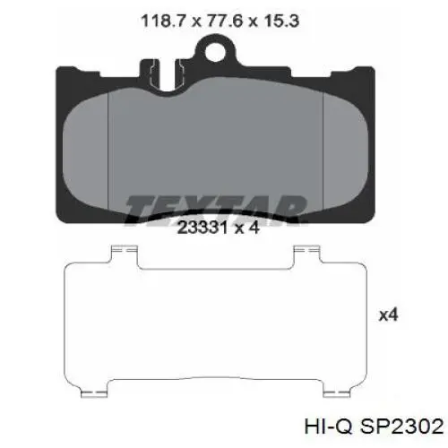 Купити SP2302 Hi-q Колодки гальмівні передні, дискові
