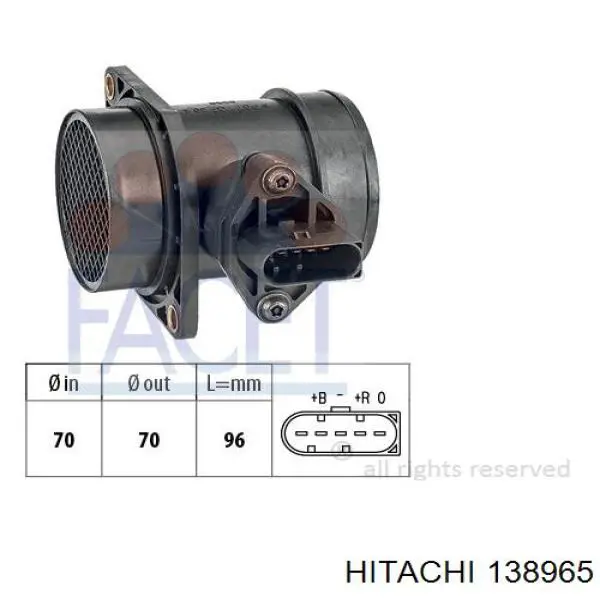 138965 Hitachi датчик потоку (витрати повітря, витратомір MAF - (Mass Airflow))