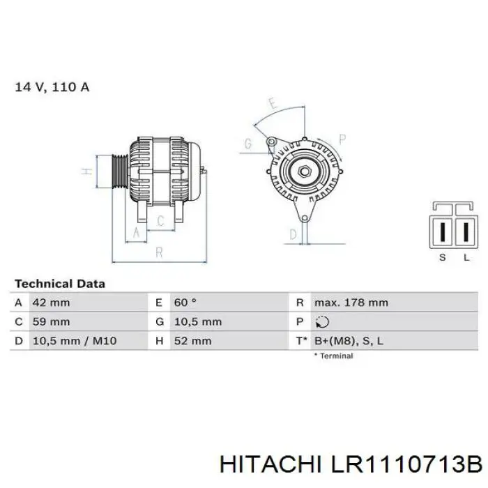 Генератор LR1110713B Hitachi