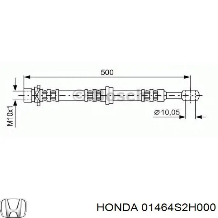 Шланг гальмівний передній Honda 01464S2H000 ціна, від 8.45 USD