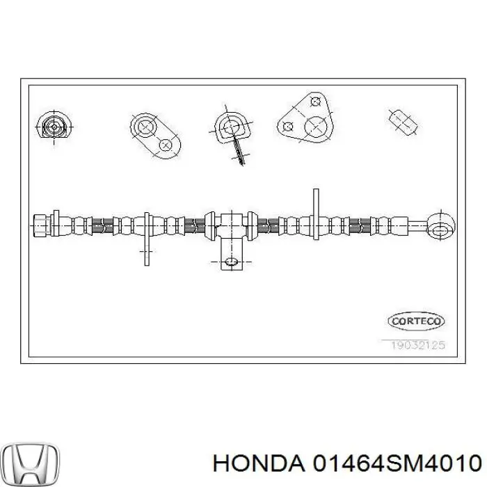 Шланг гальмівний передній, правий 01464SM4010 Honda