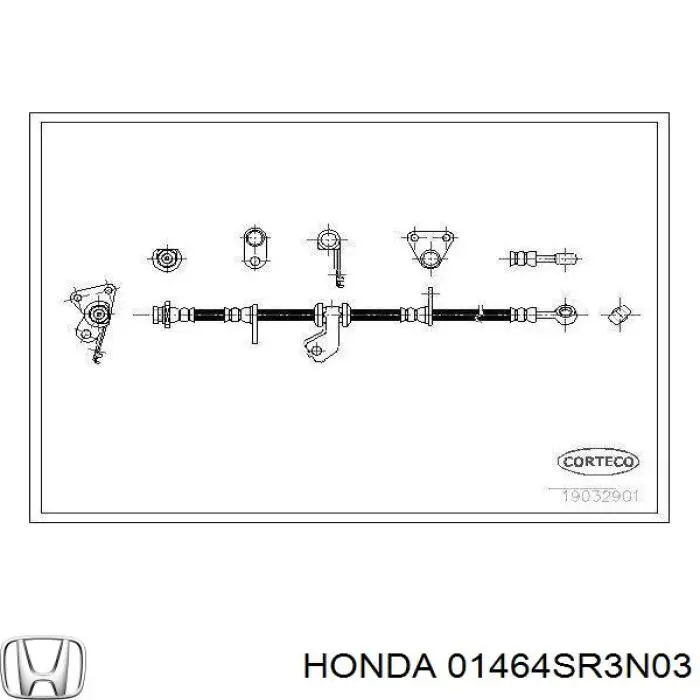Купити 01464SR3N03 Honda Шланг гальмівний передній, правий