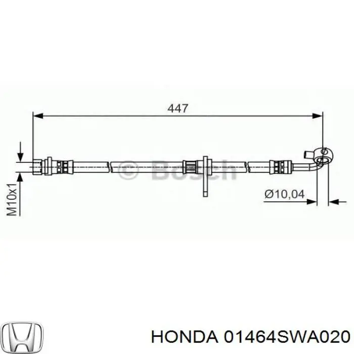 Купити 01464SWA020 Honda Шланг гальмівний передній, правий