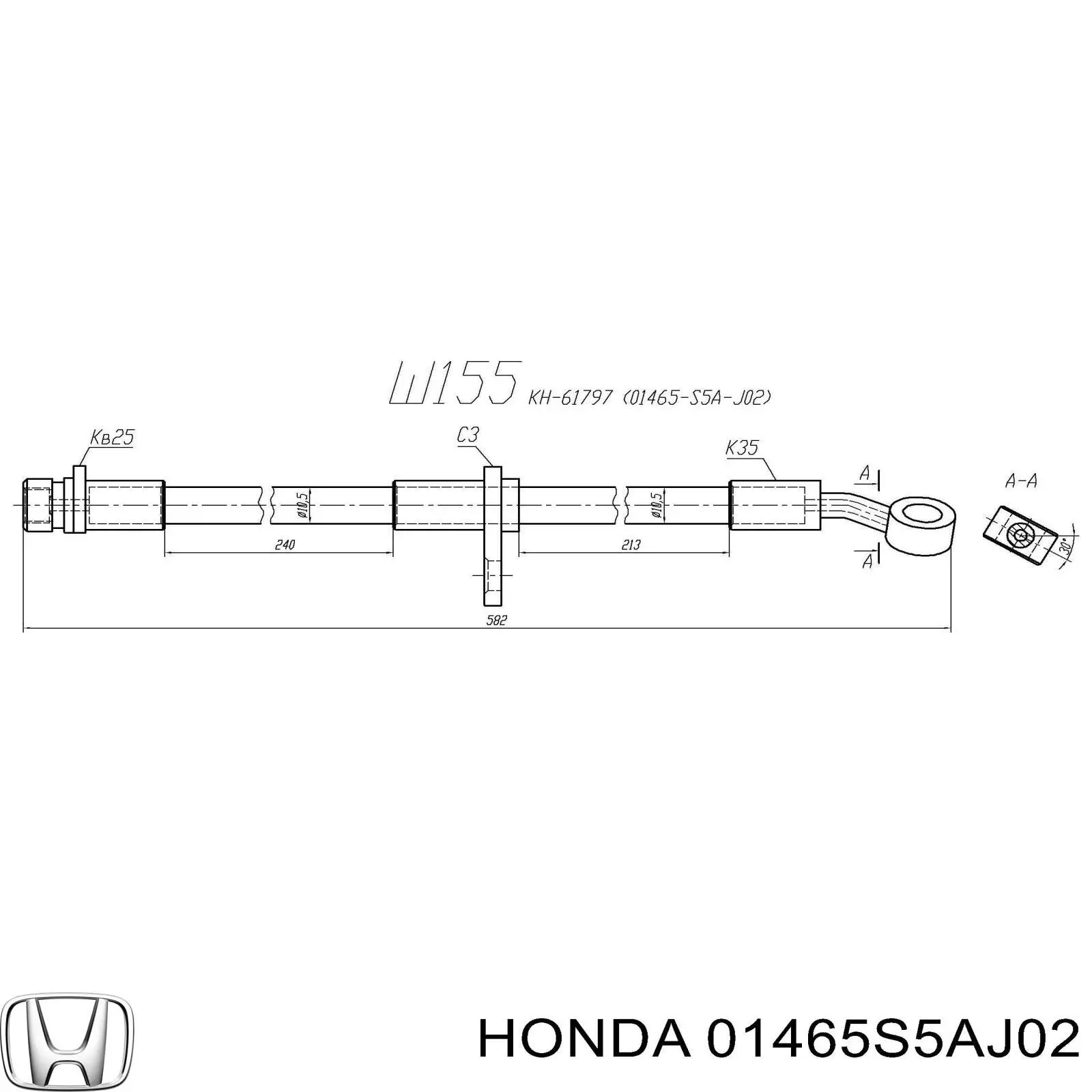 Шланг гальмівний передній, лівий 01465S5AJ02 Honda