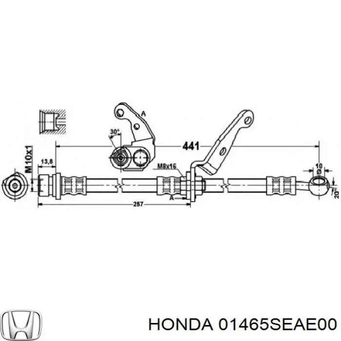 Купити 01465SEAE00 Honda Шланг гальмівний передній, лівий