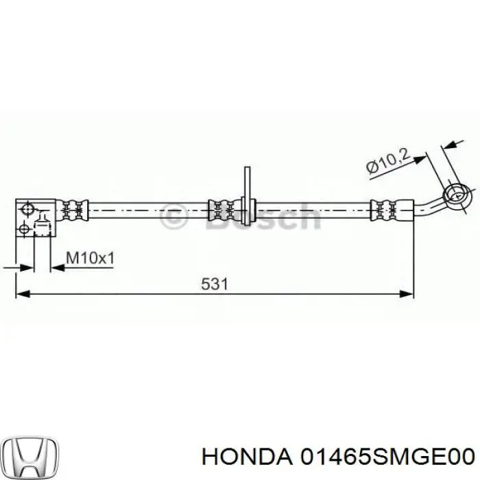 Шланг гальмівний передній, лівий Honda Civic 8 TYPE R (FN) (Хонда Цивік)