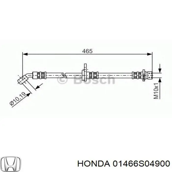 Шланг гальмівний передній, лівий Honda 01466S04900 ціна, від 14.06 USD