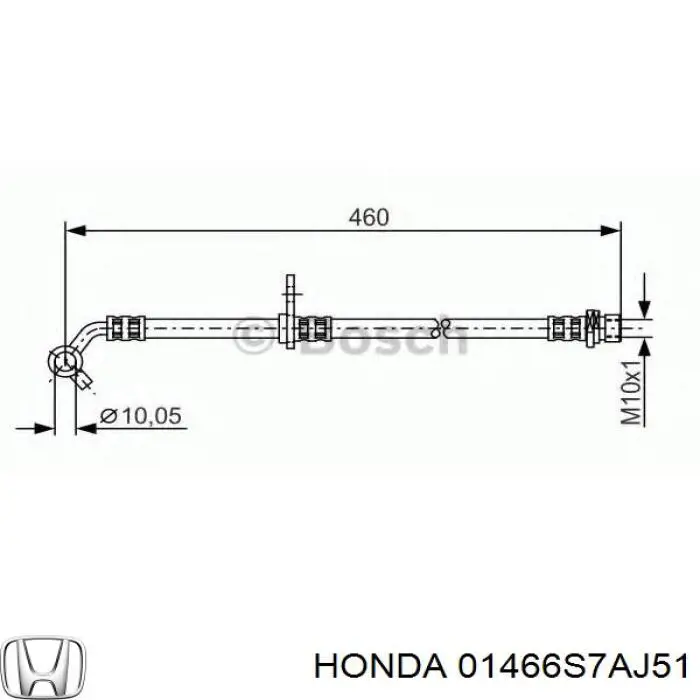 Шланг гальмівний задній, правий Honda STREAM (RN) (Хонда STREAM)